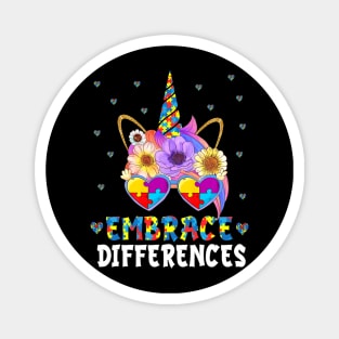 Embrace Differences Unicorn Autism Awareness Magnet